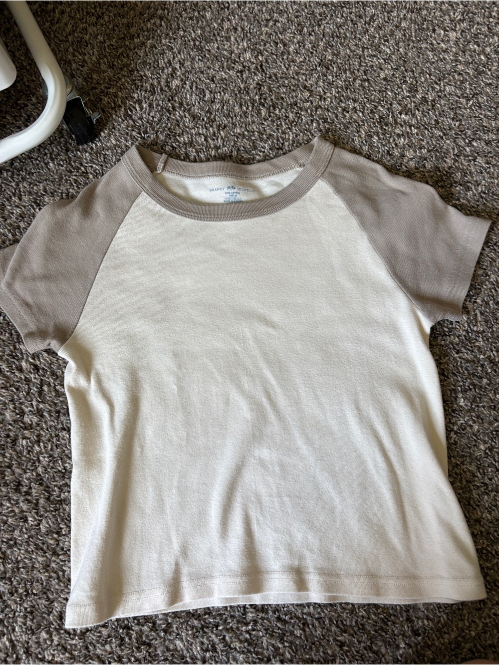 Brandy Melville Colorblock cream and brown t shirt